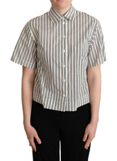 Dolce & Gabbana White Black Striped Shirt Blouse Top -   -  Dolce & Gabbana.
